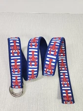 Douglas Paquette Medium Belt D Ring Fabric Lobster Blue White Nautical