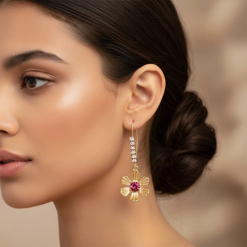 Длинные серьги-капли с цветком Betsey Johnson продавец из США - Изображение 4 из 4