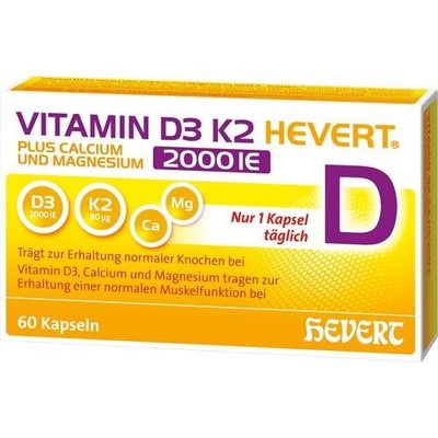 VITAMIN D3 K2 Hevert+Calcium u.Magnes.2000 IE Kps. 60 St. PZN 19295682
