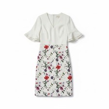 Ted Baker 'Wesa' Floral Print Bell Sleeve Dress, Size 1/UK 8, Occasion/Wedding