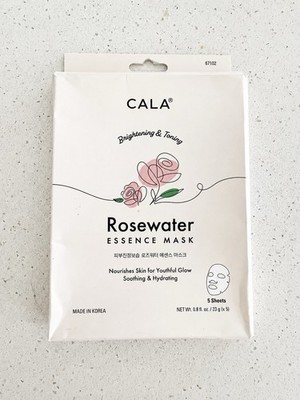 CALA Brightening & Toning Rosewater Essence Masks 5 Sheets NEW