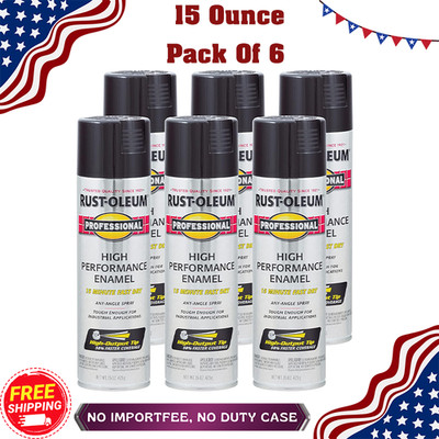 Rust Oleum Professional Enamel Spray Paint Gloss Black 15 oz 6 Pack High Perfor