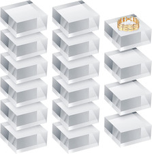 Remerry 16 Pcs Clear Acrylic Blocks Acrylic Square Display Block Clear Polished
