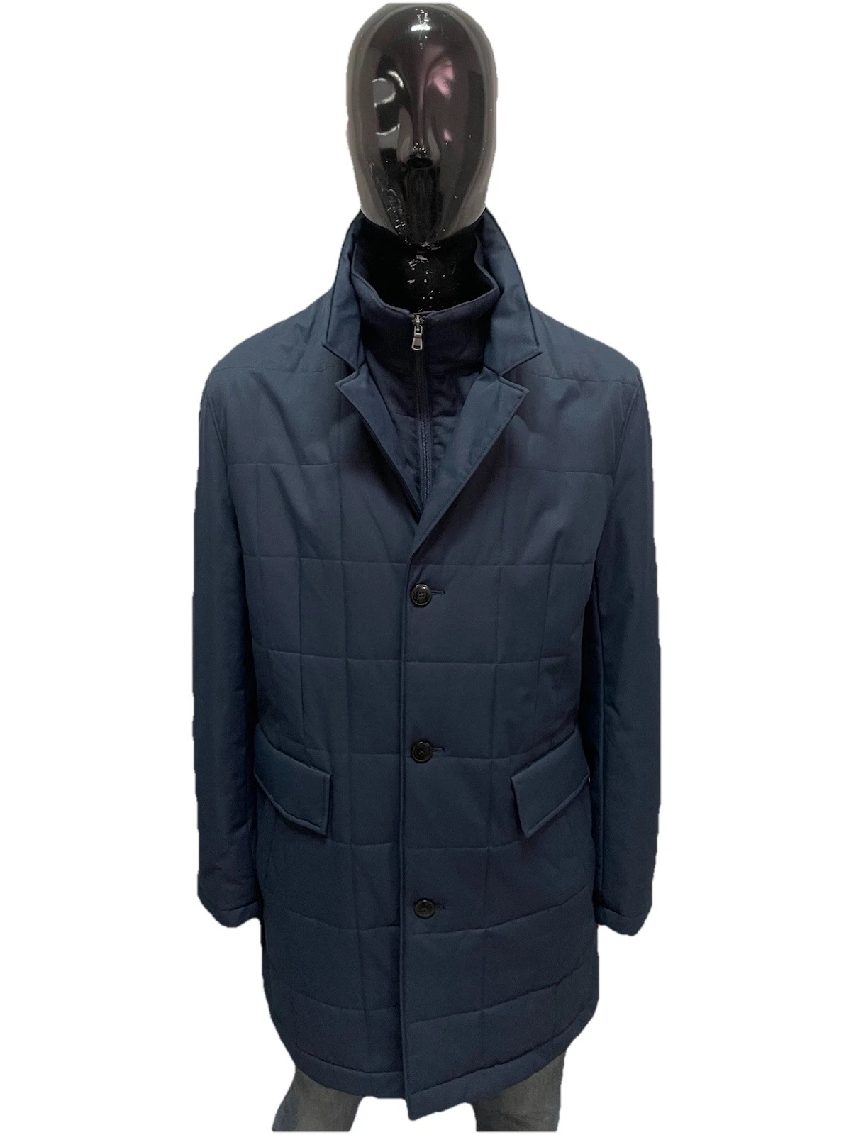 Tommy Hilfiger Tailored Men’s Blue Formal Quilted Coat Jacket, Size 58