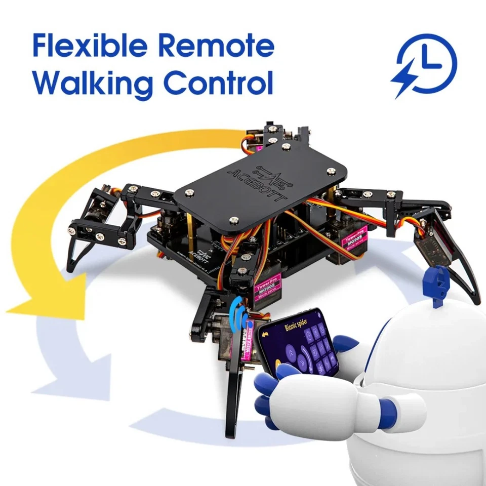 ACEBOTT ESP8266 Quadruped Spider Robot Kit STEM Arduino Coding Remote Control - Image 4 of 4