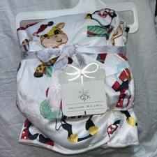 Christmas Cuties Animal Baby Blanket Giraffes Penguins NWT
