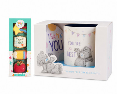 Tatty Teddy ''Thank You Teacher'' Tasse & Untersetzer Geschenkset mit Eiskeksen    