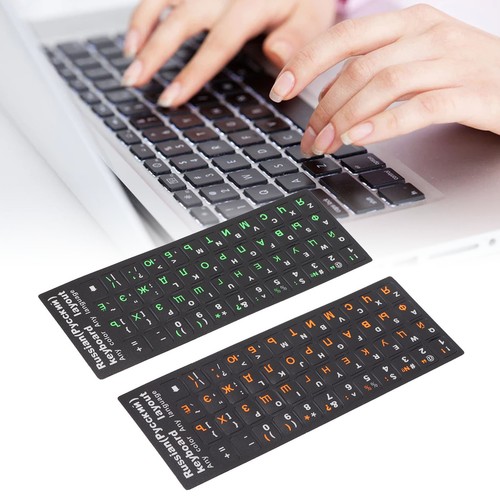 2x Russian Keyboard Stickers Unique Coating Waterproof Dustproof Russian Alph CB - Afbeelding 21 van 28