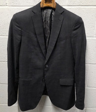 John Varvatos Men's Bleecker Plaid checks Jacket Charcoal Gray 38S 19.5x28