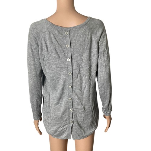 M Magaschoni Back Button Cardigan Womens Small Gray Cashmere Blend