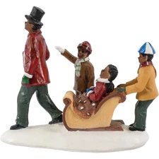 FG Square Christmas Village “Man Pulling Sled” Holiday Figurine