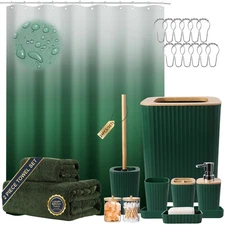 Dark Green Bathroom Set - Green Bathroom Accessories Set, 24PCS Bathroom Acce...