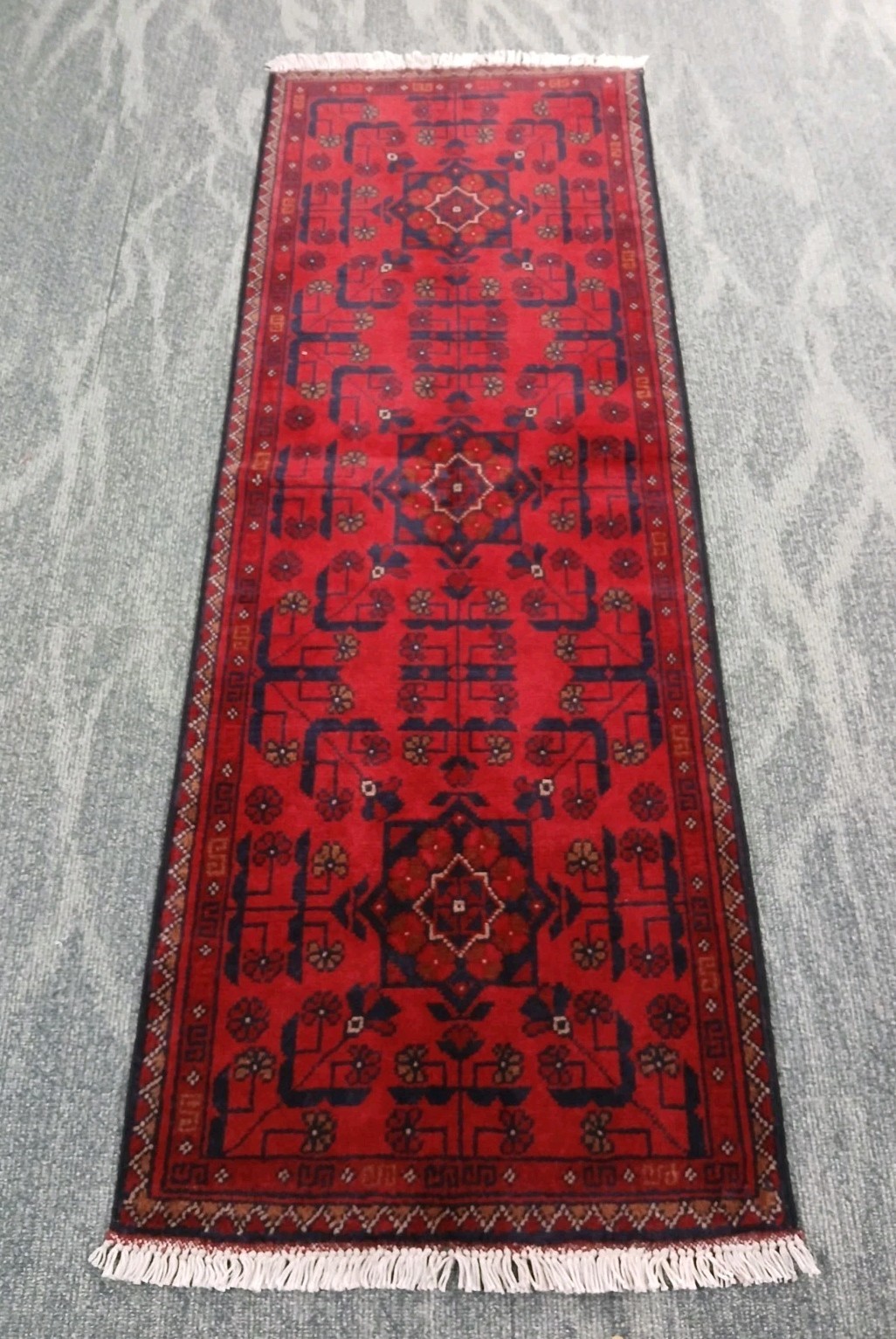 1'9"X5' Ft Red Mini Handmade Runner Rug For Small Spaces Kitchen And Bathroom 