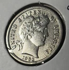 1903-P SILVER BARBER DIME, AU BEAUTY, TINY DING IN RIM OTHERWISE PERFECT