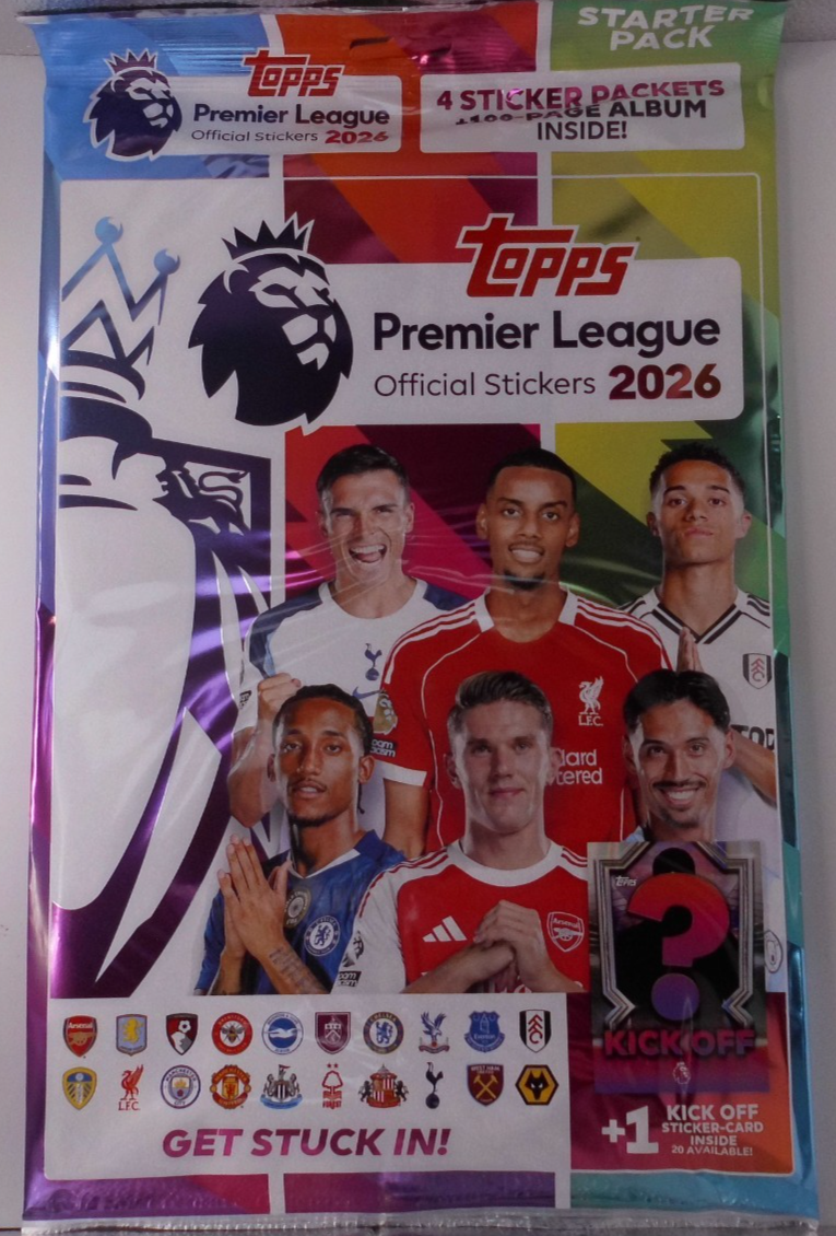 Topps Premier League 2026 Official Starter Pack: Album + 4 Stickers packets