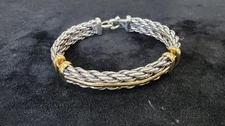 David Yurman Sterling Silver And 18K Gold Double Cable Segmented Cuff Bracelet