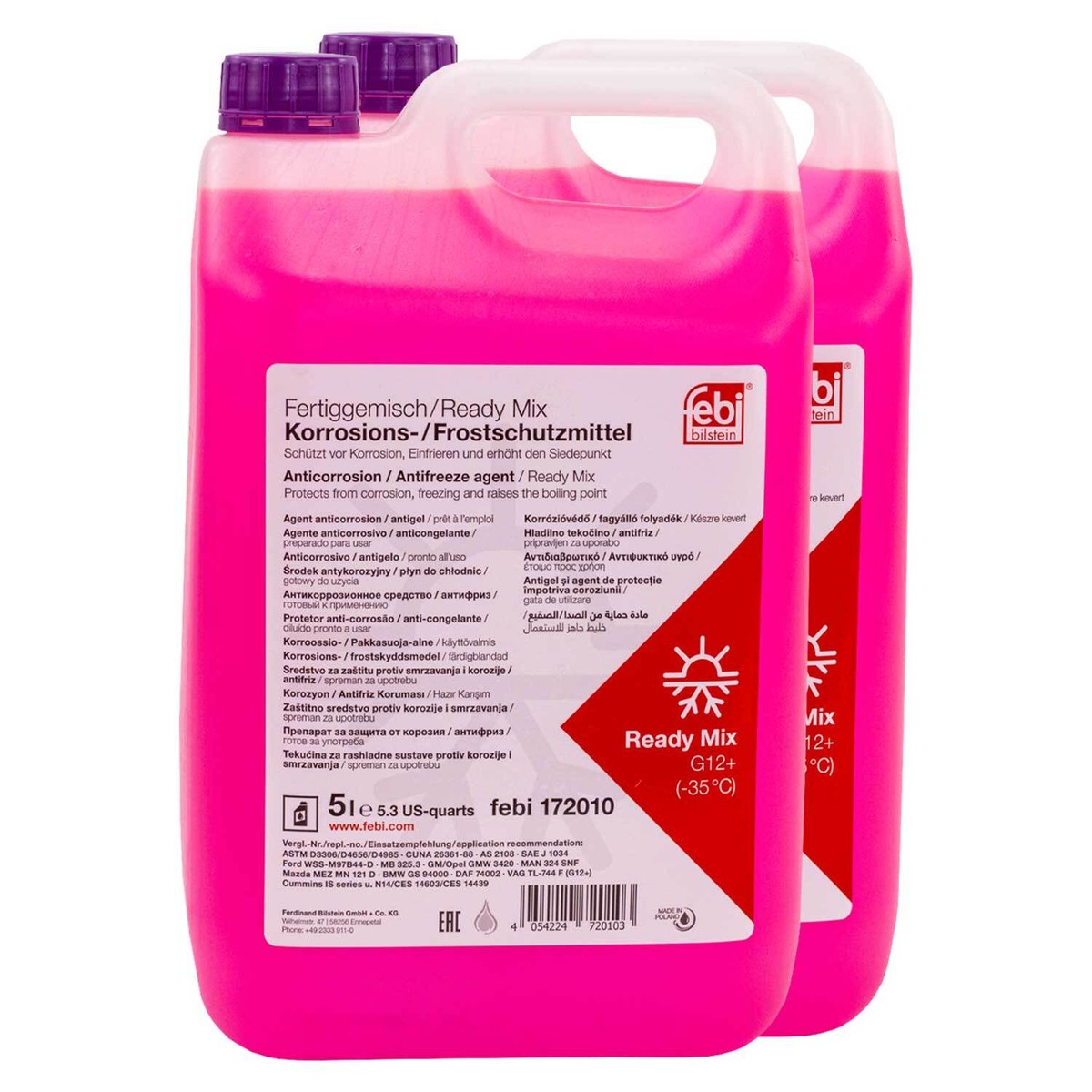 Kühlerfrostschutz Febi G12+ -35°C Fertiggemisch 2 X 5 Liter
