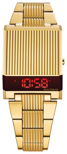 New Bulova Computron Red LED Digital Retro Stainess Steel Men s Watch 97C110