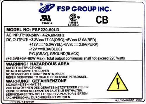 Power Supply FSP Group Fortron FSP220-50LD 220WATT 20+4-PIN SATA - Picture 3 of 3