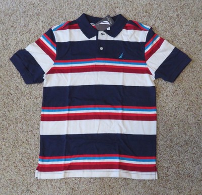 Boys Nautica $34.50 Orange Striped Wicking Polo Shirt Size 4-7X