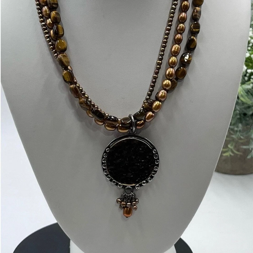 Collar SILPADA OJO DE TIGRE BRONCE PERLA PLATA ESTERLINA N1838 StrandDisk Foto 2 de 4