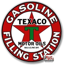 (TEXA-31) 12" TEXACO FILLING STATION GASOLINE DECAL GAS OIL PUMP SIGN STICKER 