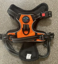 PHOEPET No Pull Dog Harnesses Reflective Adjustable-Orange/Black-Extra Small