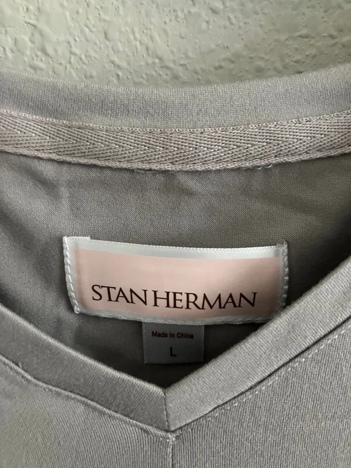 Stan Herman "Personality" Prints Lounge Top - Gray (Sz L) a630684 - - Image 2 of 3