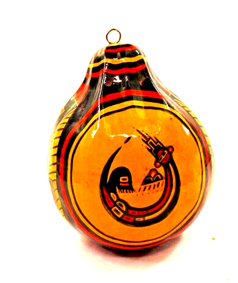 Adorno de calabaza navideña pintado a mano pelo largo Mimbres oso 92 EAG Foto 3 de 4