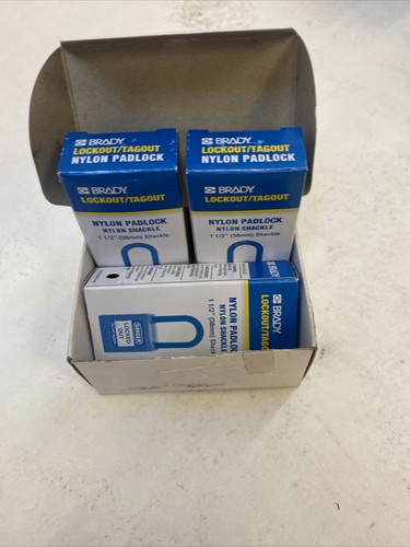 BRADY Lockout Padlock: Keyed Alike, Nylon, Std Body Body Size 3 Pack - Picture 1 of 3