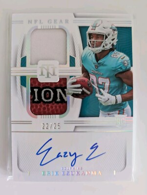 2022 NATIONAL TREASURES NFL GEAR ERIK EZUKANMA RC BALL PATCH AUTO /25 DOLPHINS