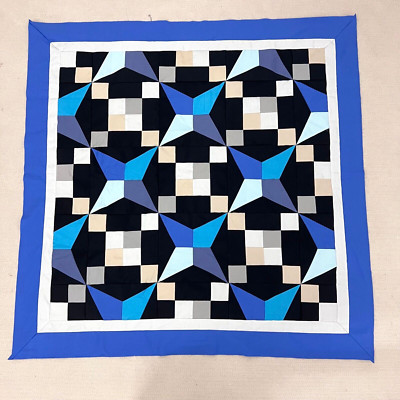 Handmade Stand Out Starburst Baby Quilt Top 47x47'' Pieced~ BABY/BED/Wall Decor