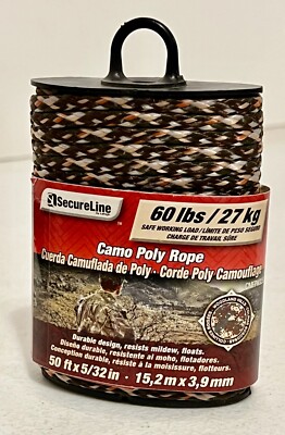 New SecureLine Camouflage Poly Rope 50 ft x 5 32