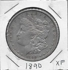 USA MORGAN SILVER DOLLAR 1890 XF LAUREAT HEAD LEFT,DATE BELOW FLANKED BY STA