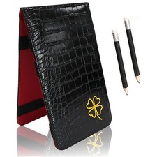 Golf Scorecard Holder Leather Yardage Books Cover Lucky Clover with 2 Pencil