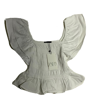 white frill sleeve top zara