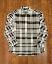 BURBERRY Check Stretch Cotton Poplin Shirt Gray Black L Men
