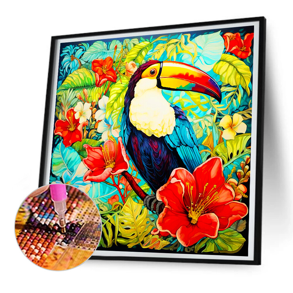 5D DIY Full Round Drill Diamond Painting Toucan Kit Home Decor Art