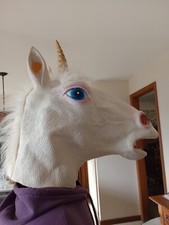 Unicorn Head Adult Cosplay Latex Rubber Face Mask Pre-owned