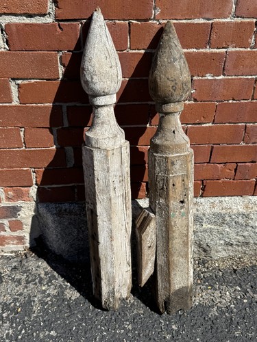 2 19thC. Wood Finials 27.5"H Victorian Gingerbread Architectural Elements - Picture 3 of 13