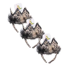 New The Great Pretendears Girls Leopard Tiara Headband Tan 3pk Crowns Party