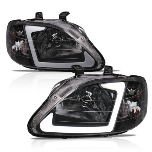 Par de faros delanteros diestros y diestros para Honda Civic EK EJ EM LED DRL 1999-2000 - Imagen 2 de 18