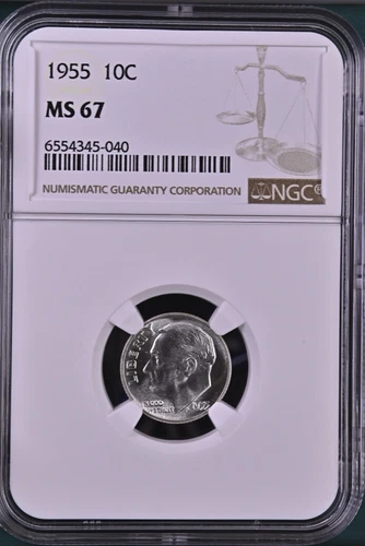 1955 10C Roosevelt Ten Cent NGC MS67   6554345-040