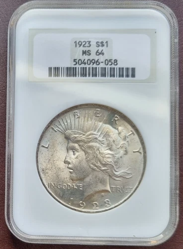 1923 Peace Dollar $1 NGC MS64 UNCIRCULATED OLD NGC SLAB #65268