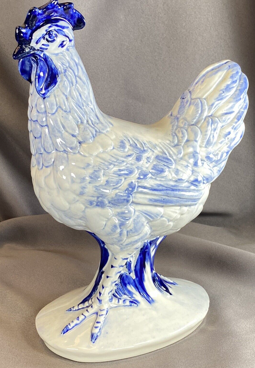 Beautiful Vintage Pennsbury Pottery Rooster & Hen Blue