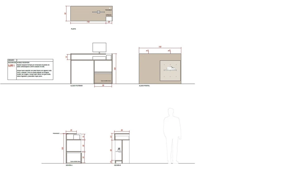 Mueble tienda - mostrador - enmarcado de paneles de abeto contrachapado - Imagen 2 de 2
