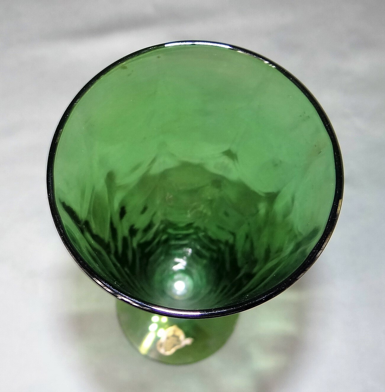 Fostoria West Virginia Glass Loop Optic Iridescent Green Vase 8" Luster