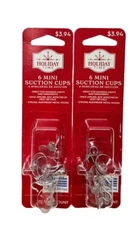 Holiday Time Christmas 6 Mini Suction Cups For Ornaments Or Lights