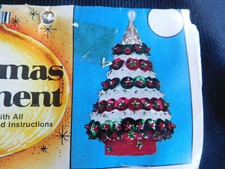 Sequin beaded Christmas STARRY mini TREE 2020 Ornament KIT foam vintage NOS '80