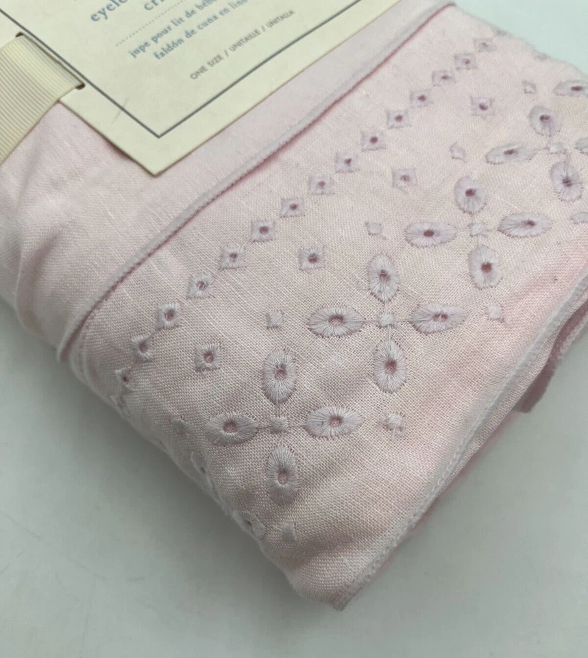 Pottery Barn Kids Eyelet Belgian Flax Linen Pink Crib Skirt #6389 - Image 3 of 3